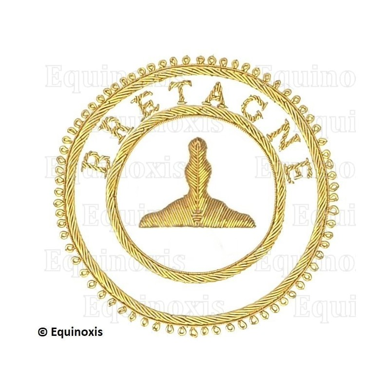 Badge / Macaron GLNF – Grande tenue provinciale – Premier Grand Surveillant – Bretagne – Brodé main